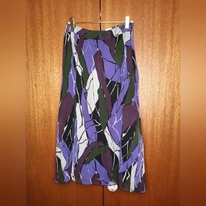 Stylish Purple and Green Women's Midi Skirt By Soaked Size S
